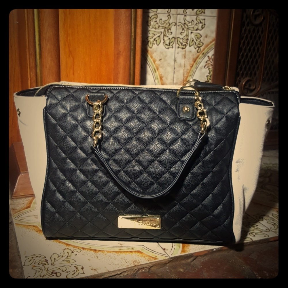Betsey Johnson black and white quilted handbag